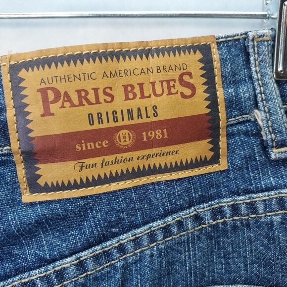 PARIS BLUES Jean Skirt Junior 7 Women's 8 Denim Red White & Blue Ombre Raw Hem - Picture 10 of 13